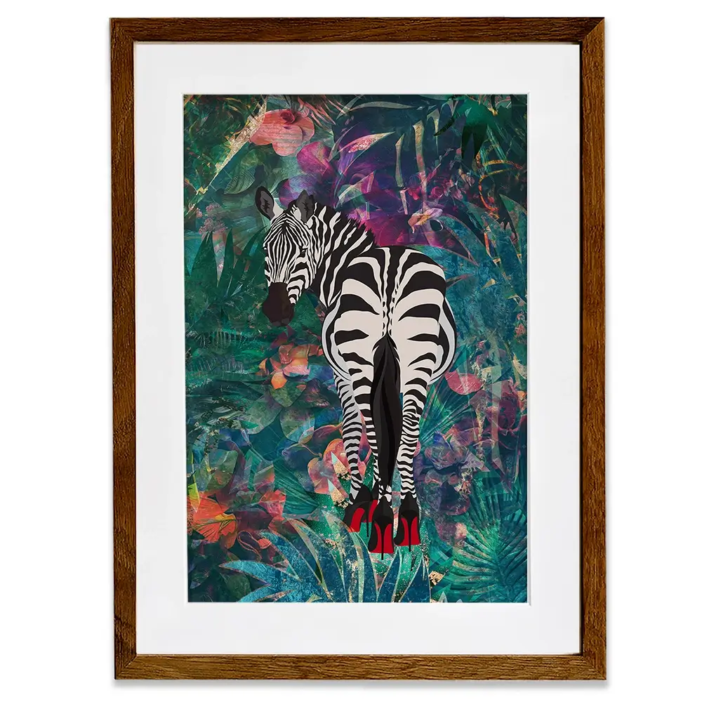 Exotic Zebra Wearing Heels Framed Art Print Exotic Zebra Wearing Heels Framed Art Print wall art product Sarah Manovski