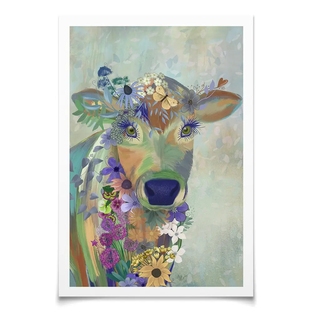 Fantastic Florals Cow Art Print Fantastic Florals Cow Art Print wall art product Fab Funky