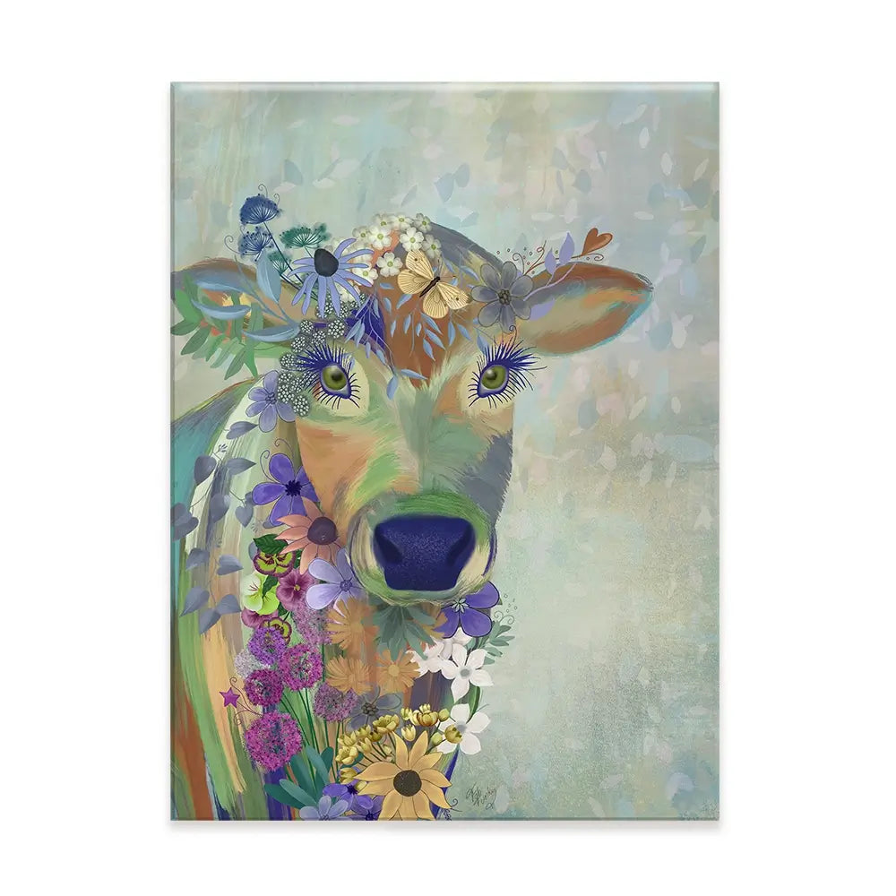 Fantastic Florals Cow Canvas Print Fantastic Florals Cow Canvas Print wall art product Fab Funky
