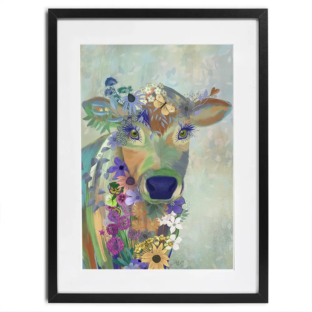 Fantastic Florals Cow Framed Art Print Fantastic Florals Cow Framed Art Print wall art product Fab Funky