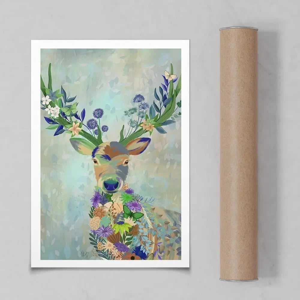 Fantastic Florals Deer Portrait Art Print Fantastic Florals Deer Portrait Art Print wall art product Fab Funky