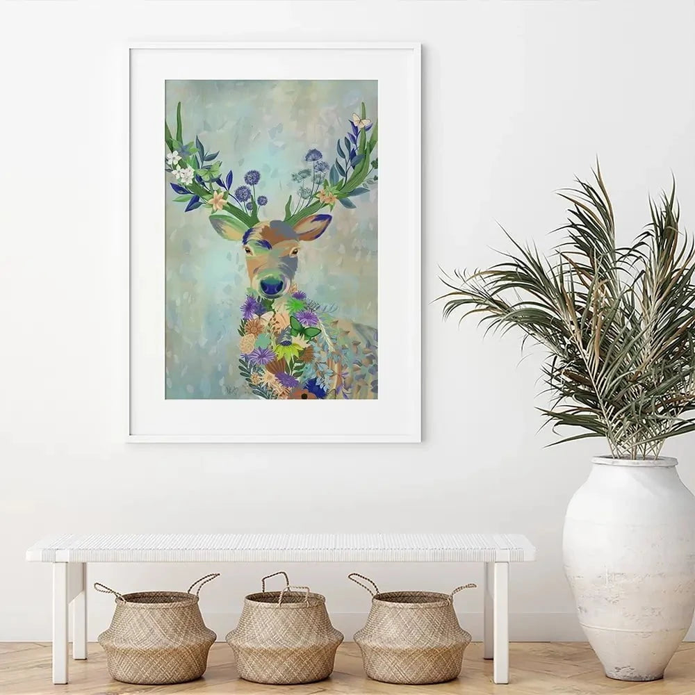 Fantastic Florals Deer Portrait Framed Art Print Fantastic Florals Deer Portrait Framed Art Print wall art product Fab Funky