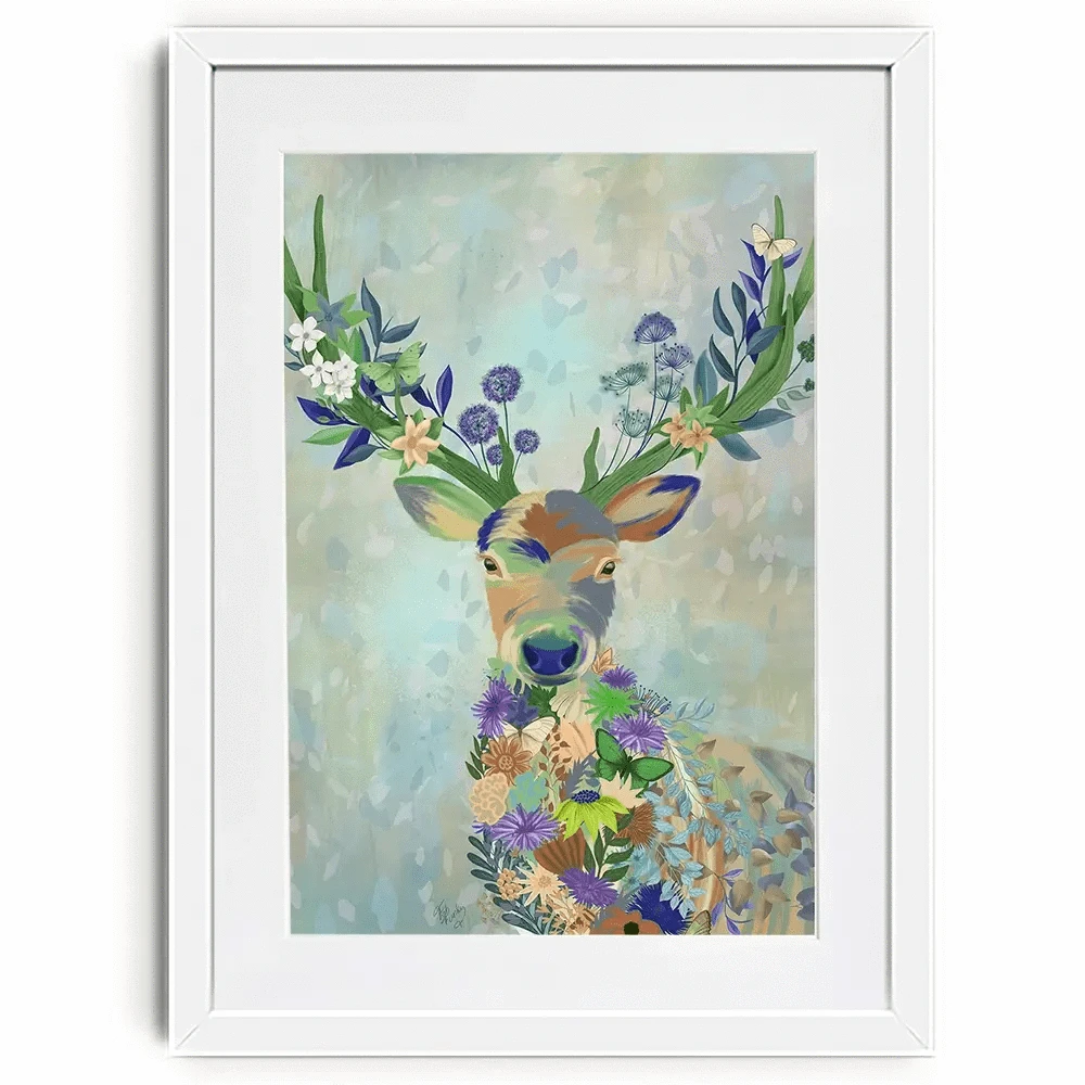 Fantastic Florals Deer Portrait Framed Art Print Fantastic Florals Deer Portrait Framed Art Print wall art product Fab Funky