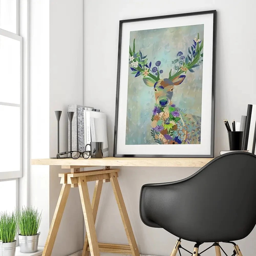 Fantastic Florals Deer Portrait Framed Art Print Fantastic Florals Deer Portrait Framed Art Print wall art product Fab Funky