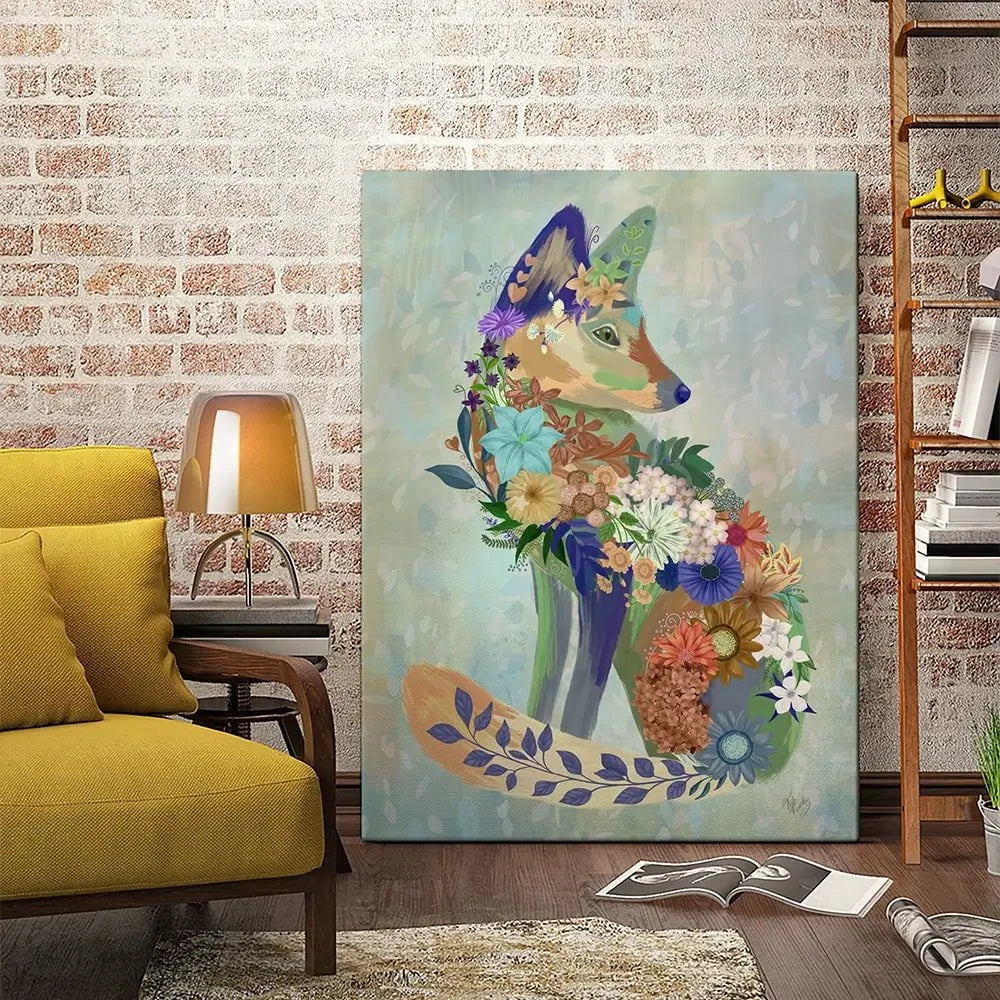 Fantastic Florals Fox Sitting Canvas Print Fantastic Florals Fox Sitting Canvas Print wall art product Fab Funky