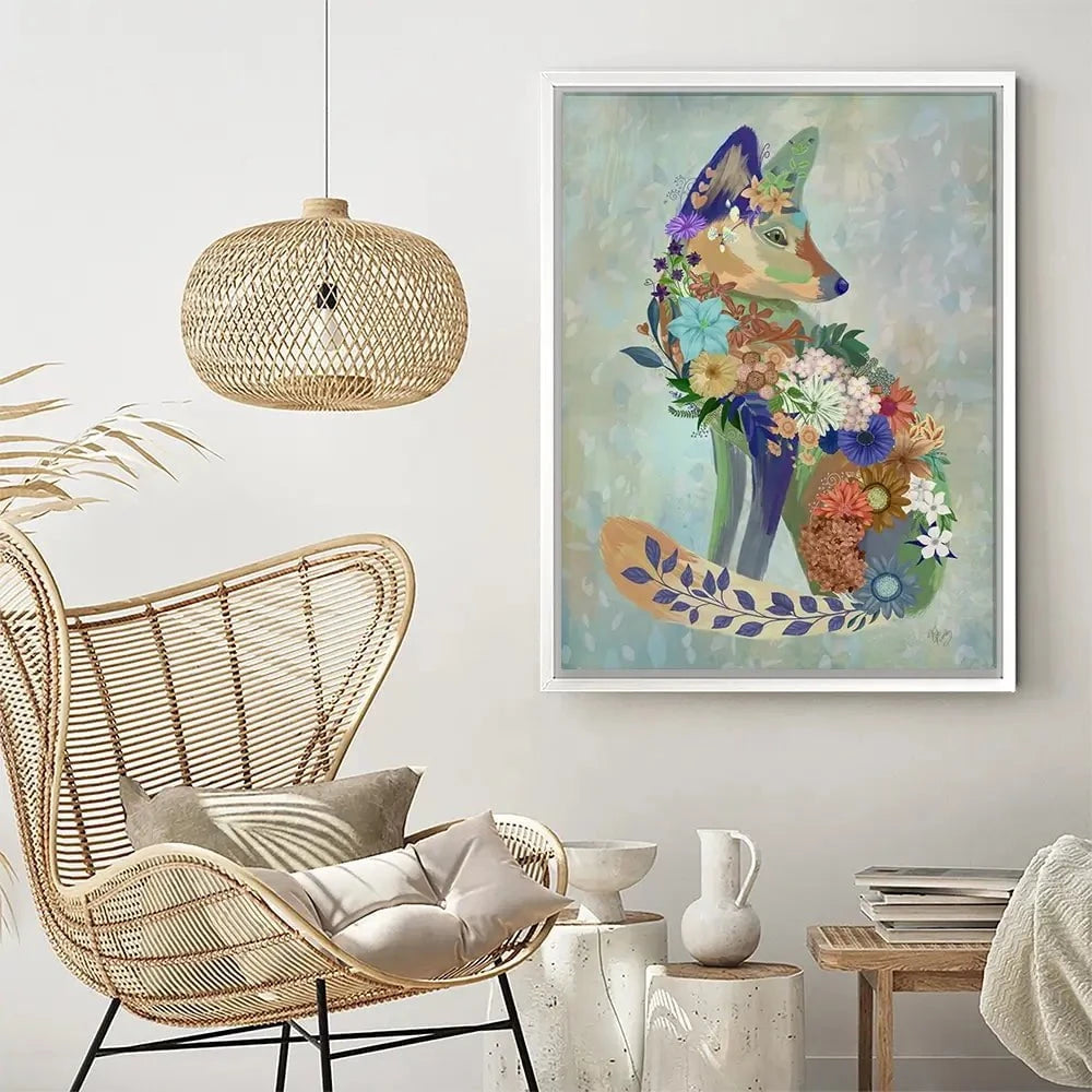 Fantastic Florals Fox Sitting Canvas Print Fantastic Florals Fox Sitting Canvas Print wall art product Fab Funky