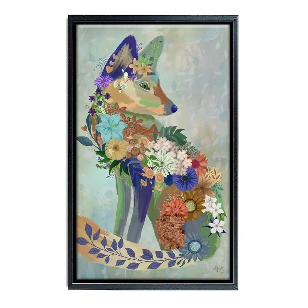 Fantastic Florals Fox Sitting Canvas Print Fantastic Florals Fox Sitting Canvas Print wall art product Fab Funky