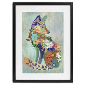 Fantastic Florals Fox Sitting Framed Art Print Fantastic Florals Fox Sitting Framed Art Print wall art product Fab Funky