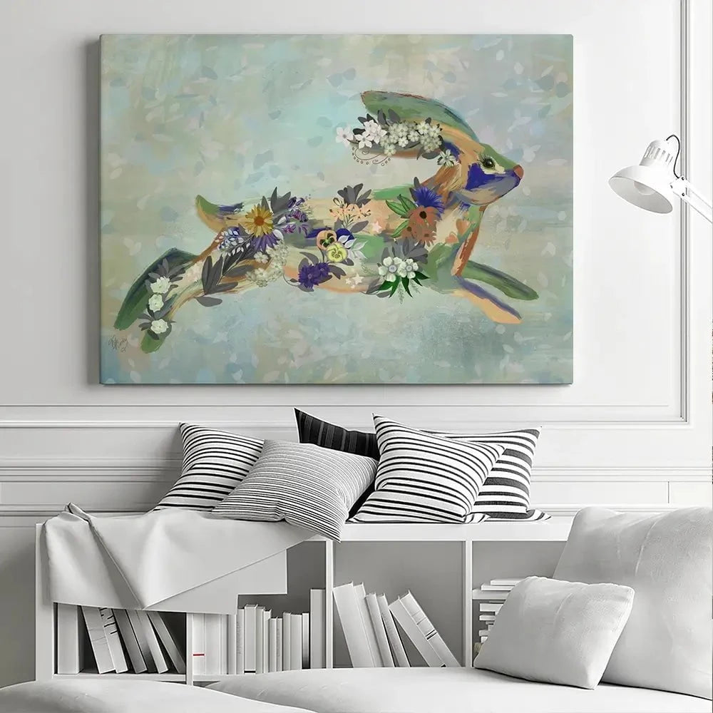 Fantastic Florals Hare Running Canvas Print Fantastic Florals Hare Running Canvas Print wall art product Fab Funky