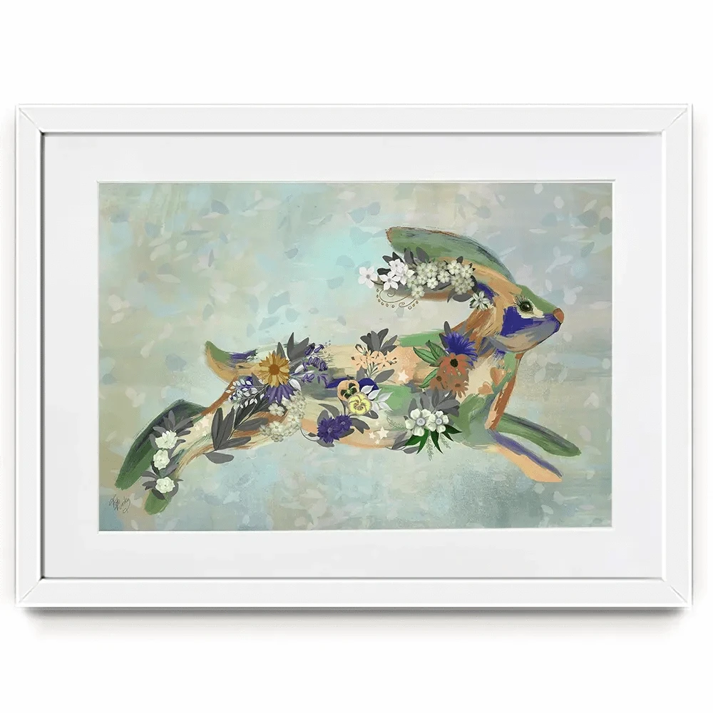 Fantastic Florals Hare Running Framed Art Print Fantastic Florals Hare Running Framed Art Print wall art product Fab Funky