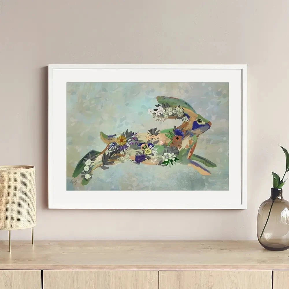 Fantastic Florals Hare Running Framed Art Print Fantastic Florals Hare Running Framed Art Print wall art product Fab Funky