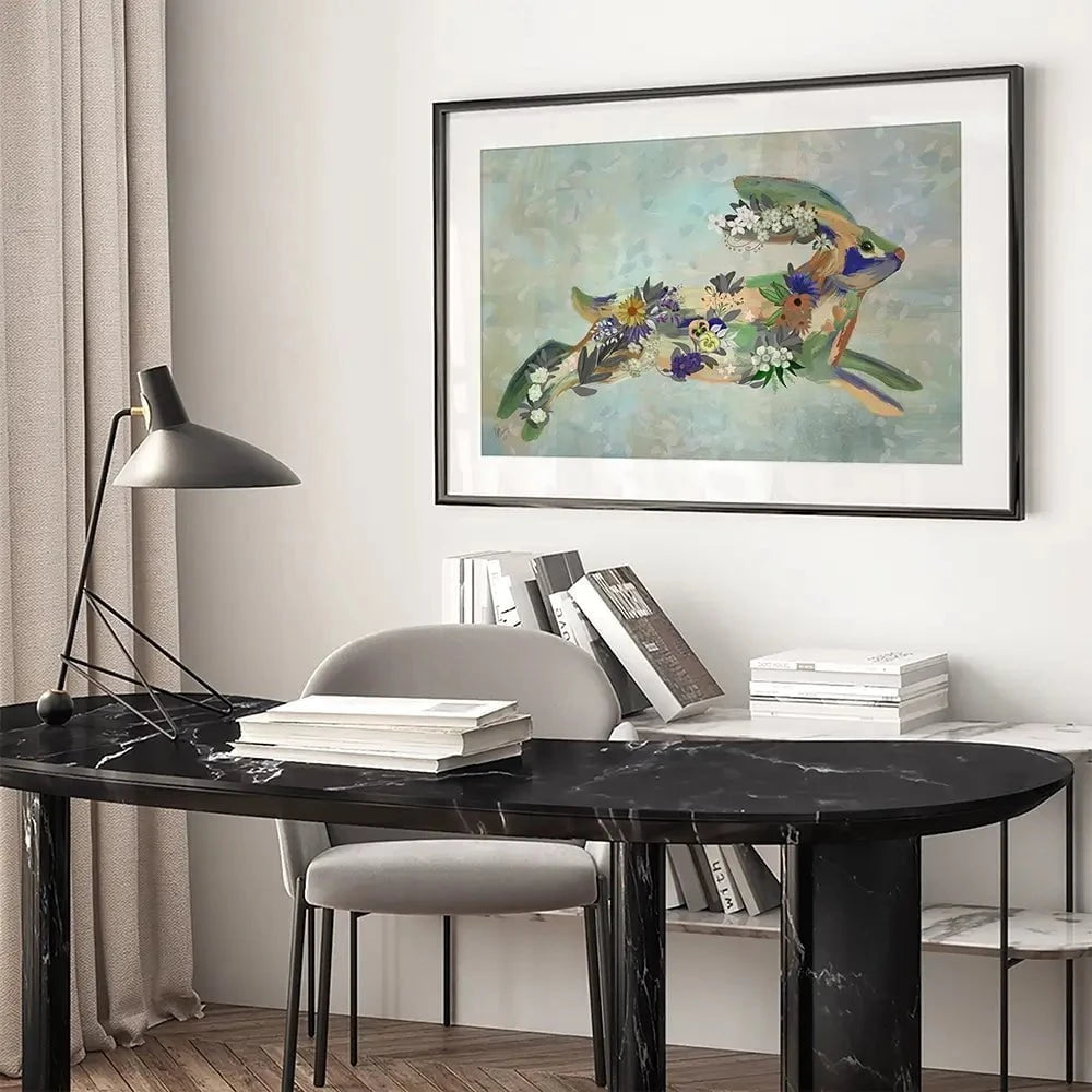 Fantastic Florals Hare Running Framed Art Print Fantastic Florals Hare Running Framed Art Print wall art product Fab Funky
