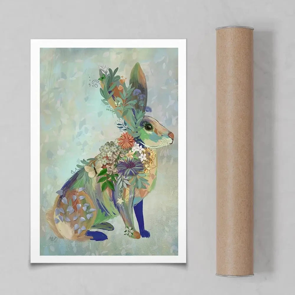 Fantastic Florals Hare Sitting Art Print Fantastic Florals Hare Sitting Art Print wall art product Fab Funky
