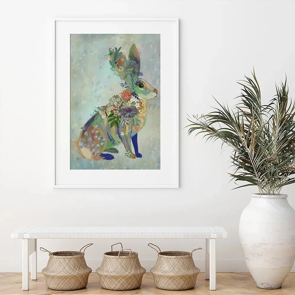 Fantastic Florals Hare Sitting Framed Art Print Fantastic Florals Hare Sitting Framed Art Print wall art product Fab Funky