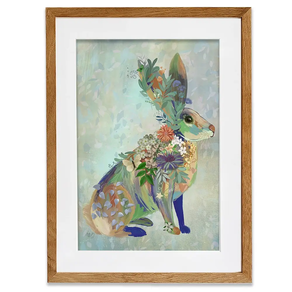 Fantastic Florals Hare Sitting Framed Art Print Fantastic Florals Hare Sitting Framed Art Print wall art product Fab Funky