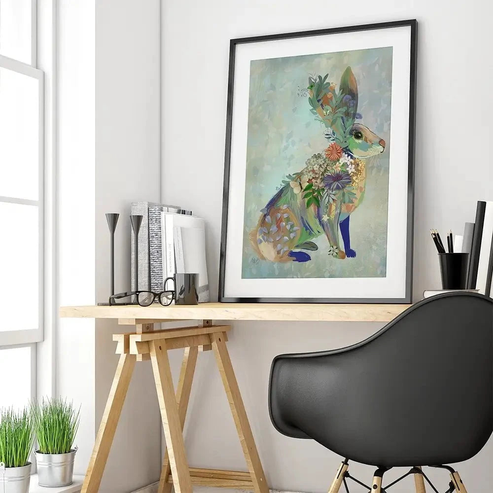 Fantastic Florals Hare Sitting Framed Art Print Fantastic Florals Hare Sitting Framed Art Print wall art product Fab Funky