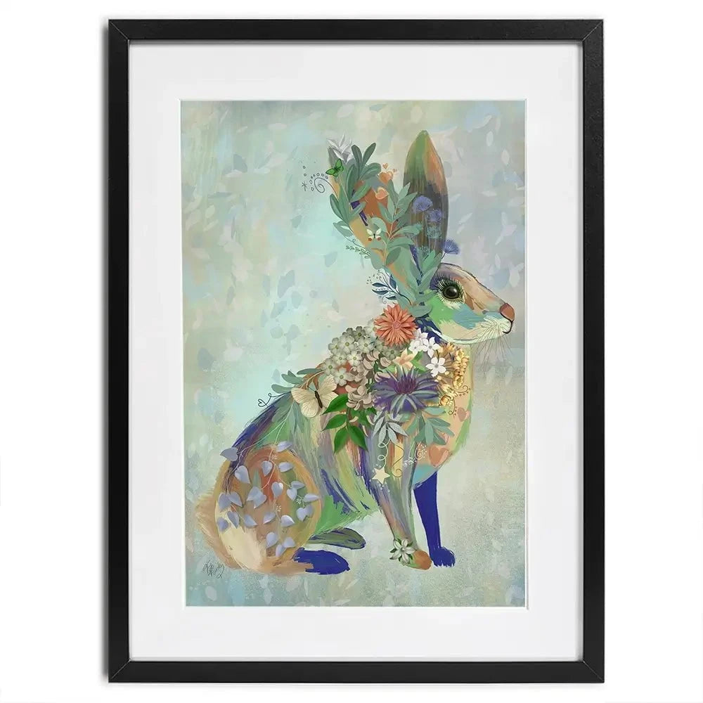 Fantastic Florals Hare Sitting Framed Art Print Fantastic Florals Hare Sitting Framed Art Print wall art product Fab Funky