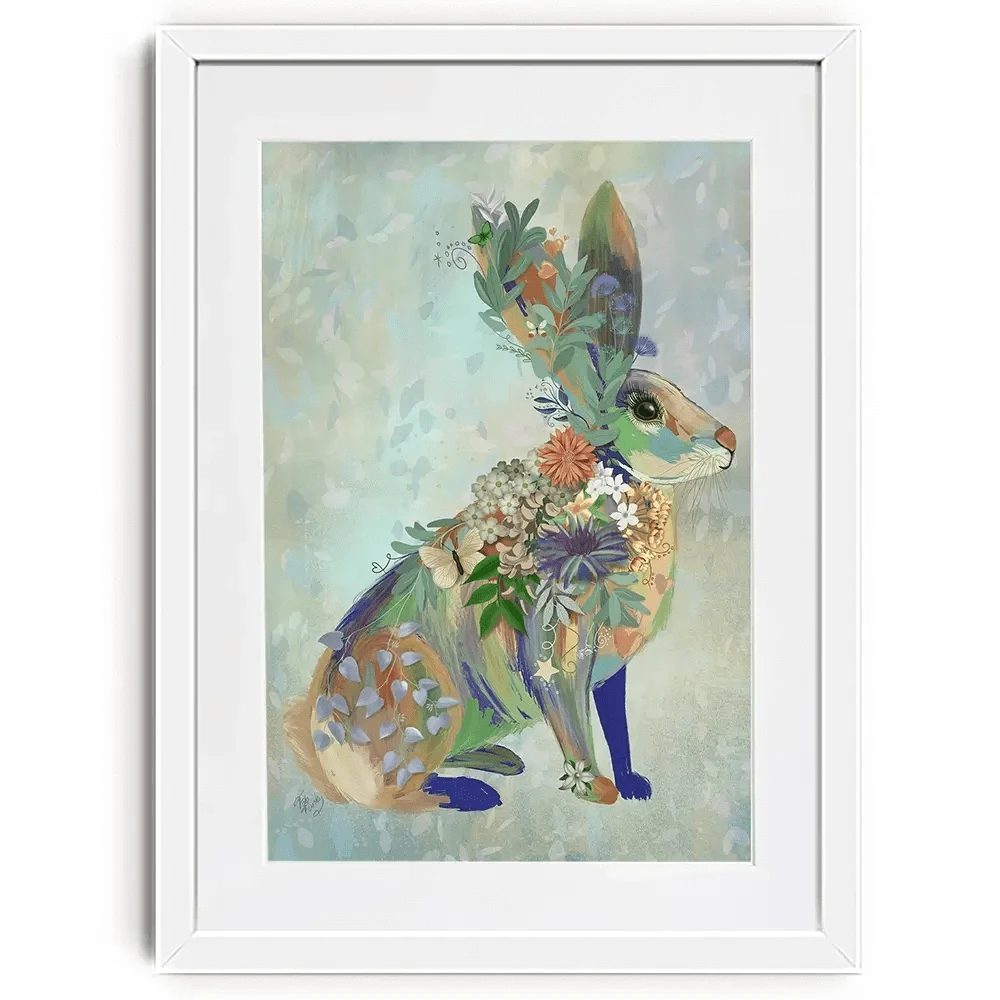 Fantastic Florals Hare Sitting Framed Art Print Fantastic Florals Hare Sitting Framed Art Print wall art product Fab Funky