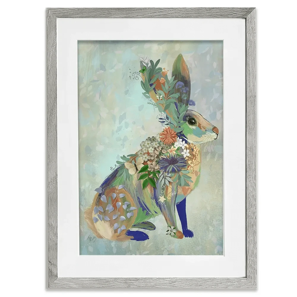 Fantastic Florals Hare Sitting Framed Art Print Fantastic Florals Hare Sitting Framed Art Print wall art product Fab Funky