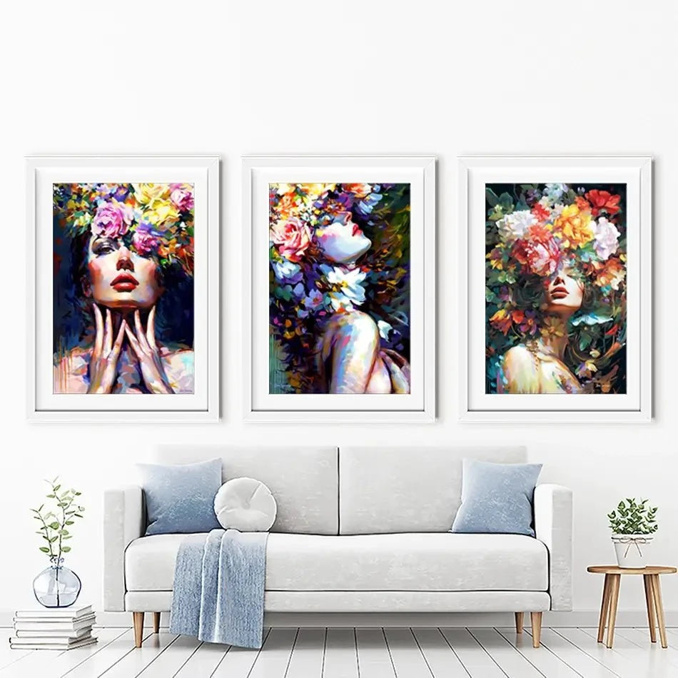 Female Florals Framed Art Print Trio Female Florals Framed Art Print Trio wall art product Leon Devenice