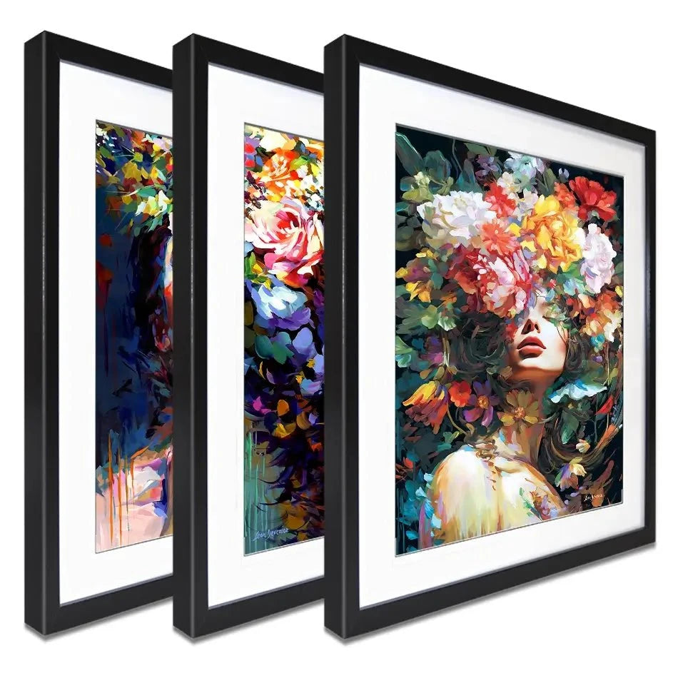 Female Florals Framed Art Print Trio Female Florals Framed Art Print Trio wall art product Leon Devenice