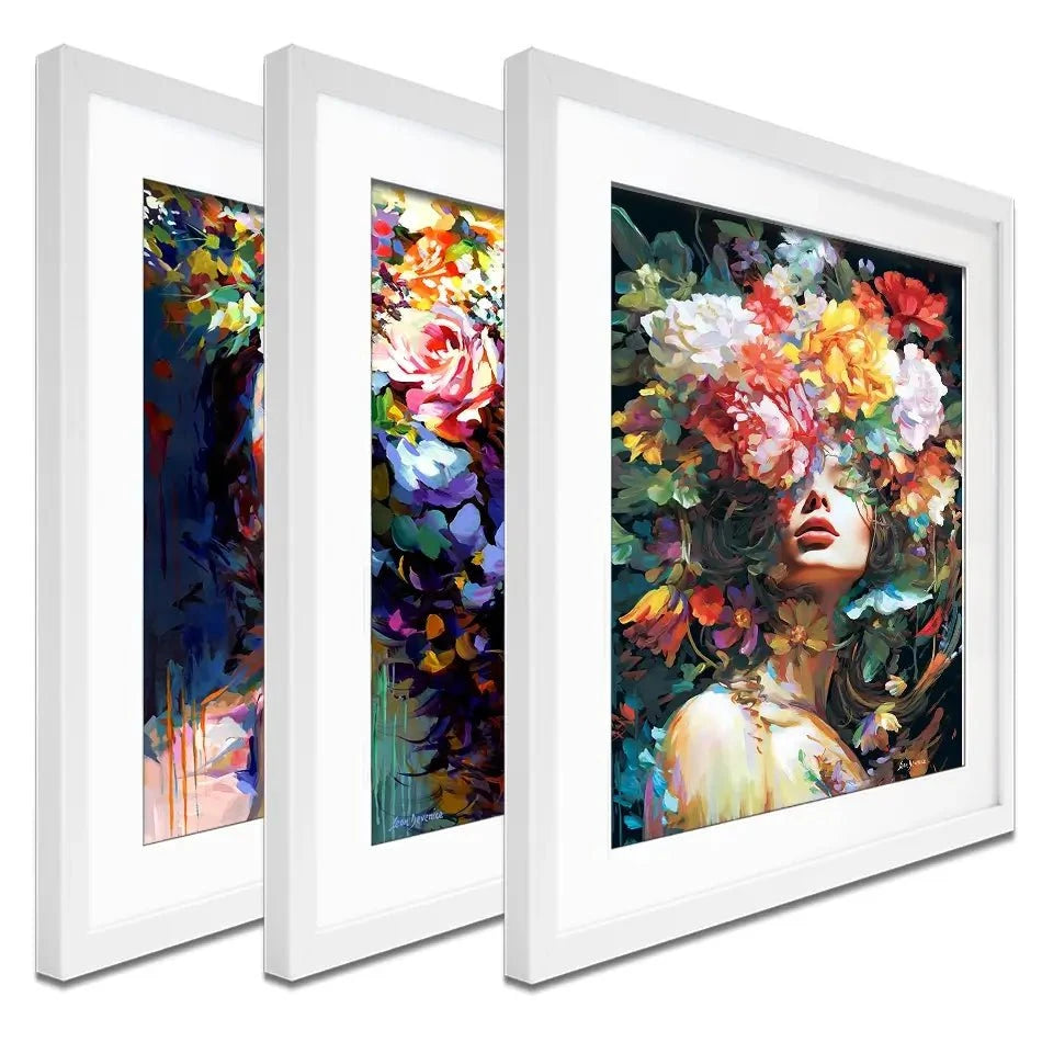 Female Florals Framed Art Print Trio Female Florals Framed Art Print Trio wall art product Leon Devenice