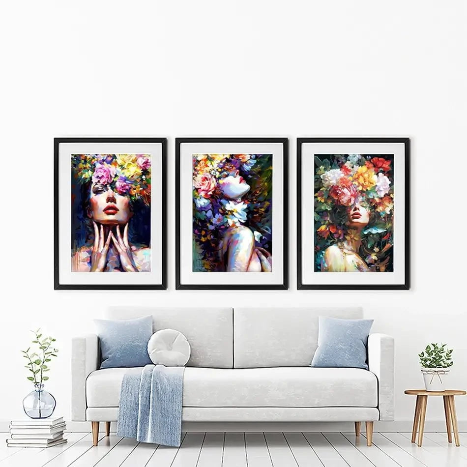 Female Florals Framed Art Print Trio Female Florals Framed Art Print Trio wall art product Leon Devenice