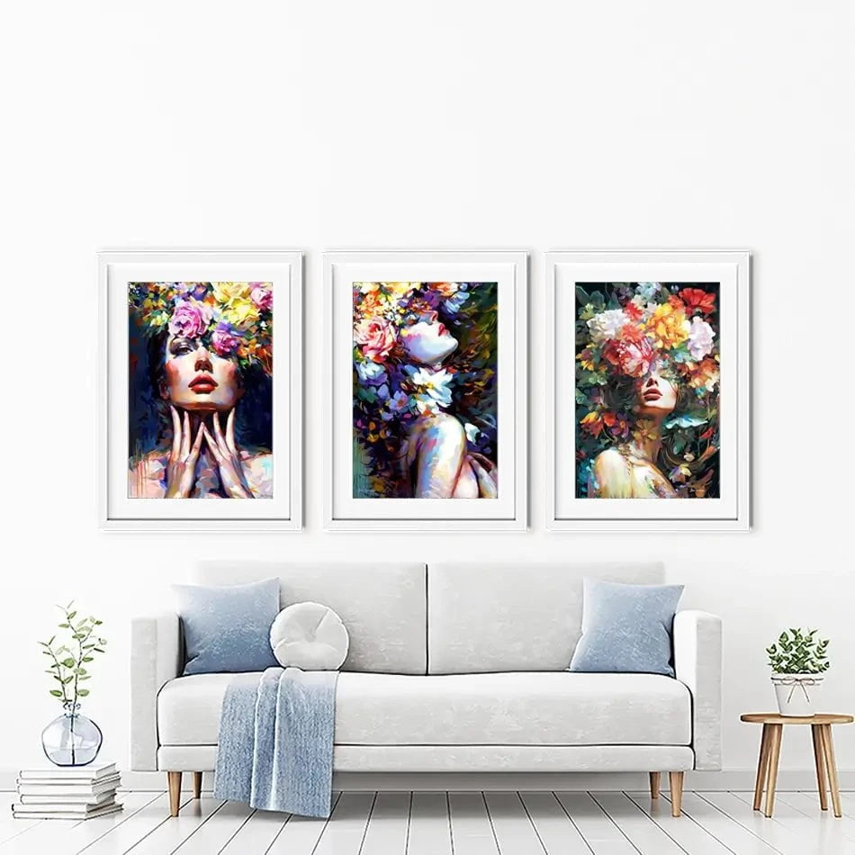 Female Florals Framed Art Print Trio Female Florals Framed Art Print Trio wall art product Leon Devenice