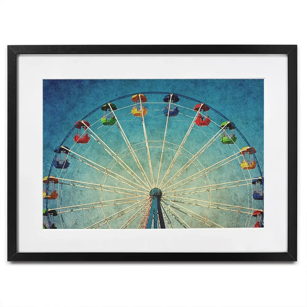 Ferris Wheel Against Blue Sky Framed Art Print Ferris Wheel Against Blue Sky Framed Art Print wall art product DarkBird / Shutterstock
