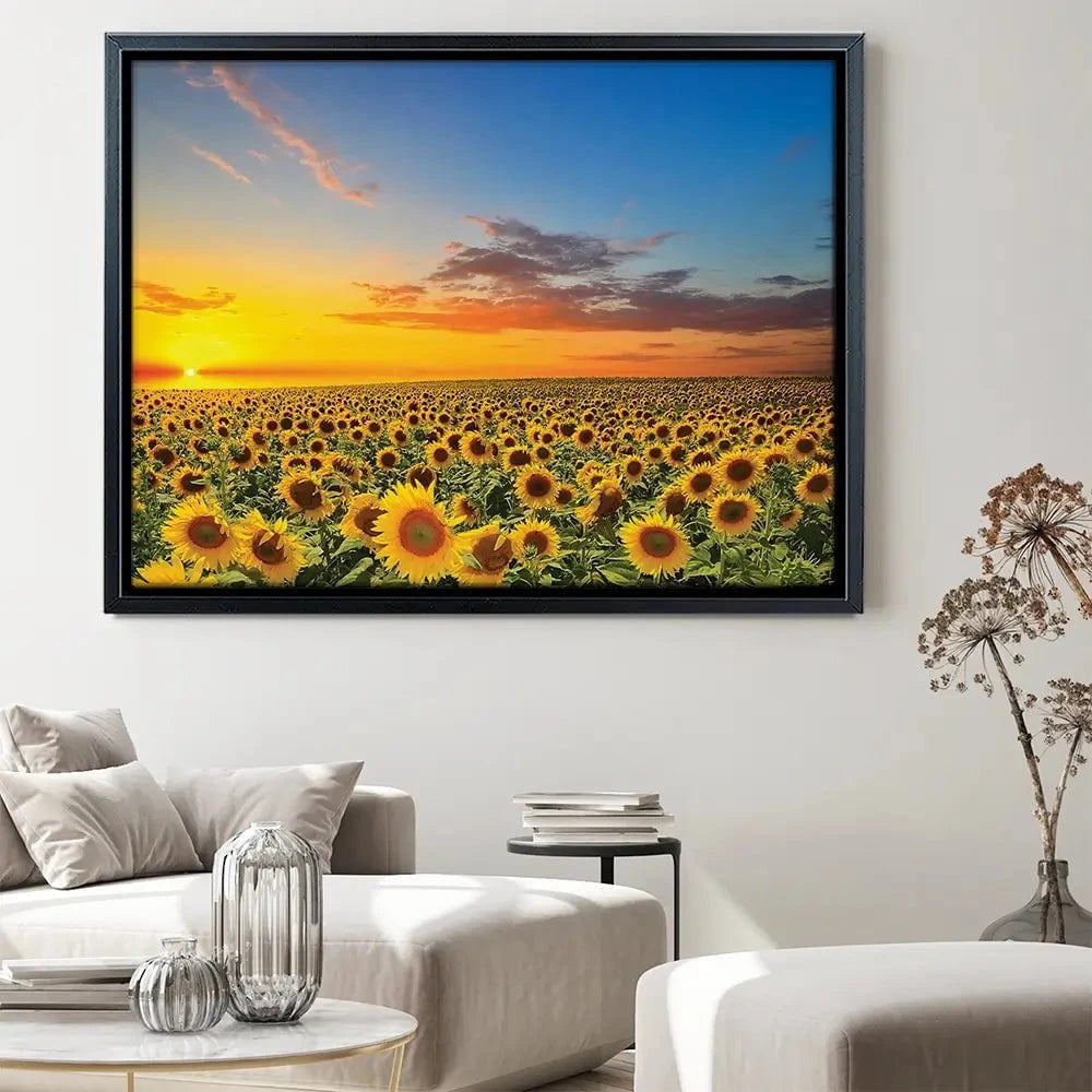 Field Of Blooming Sunflowers Canvas Print Field Of Blooming Sunflowers Canvas Print wall art product gornjak / Shutterstock