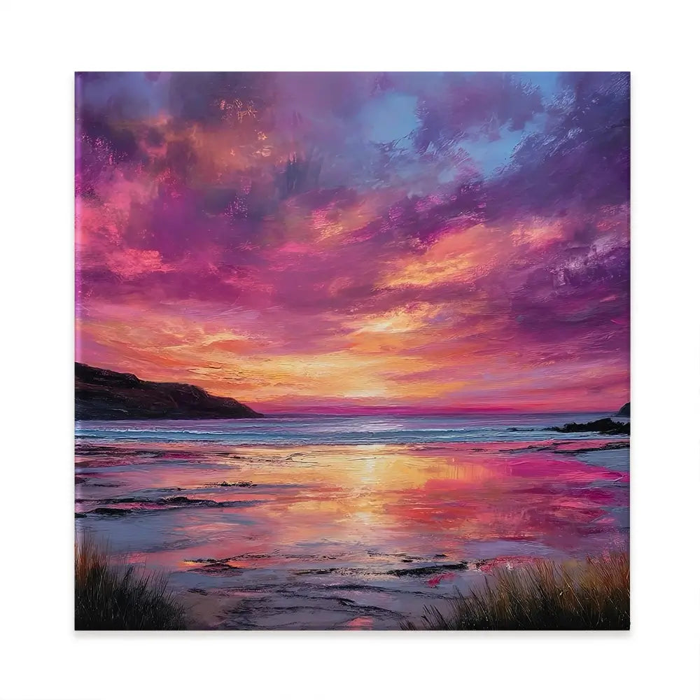 Fire Sky Bay Square Canvas Print Fire Sky Bay Square Canvas Print wall art product Art Print Shop