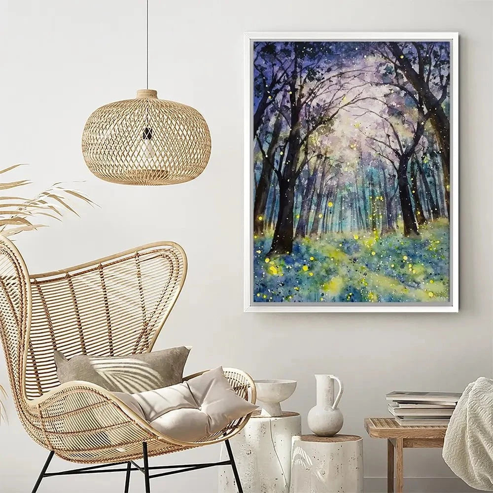 Fireflies Forest Canvas Print Fireflies Forest Canvas Print wall art product Tinna widianti / Shutterstock