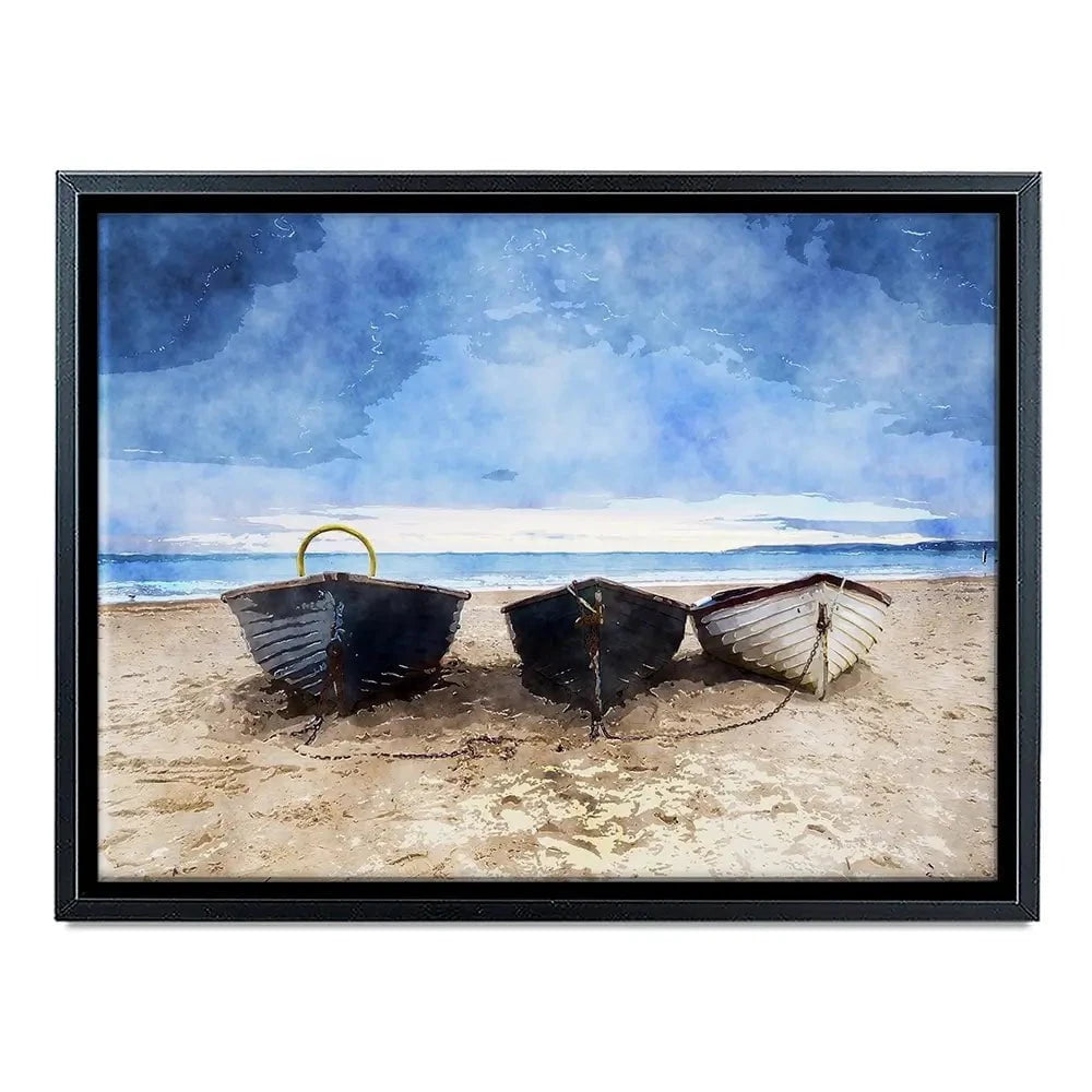 Fishing Boats Under A Brooding Sky Canvas Print Fishing Boats Under A Brooding Sky Canvas Print wall art product Helen Hotson / Shutterstock
