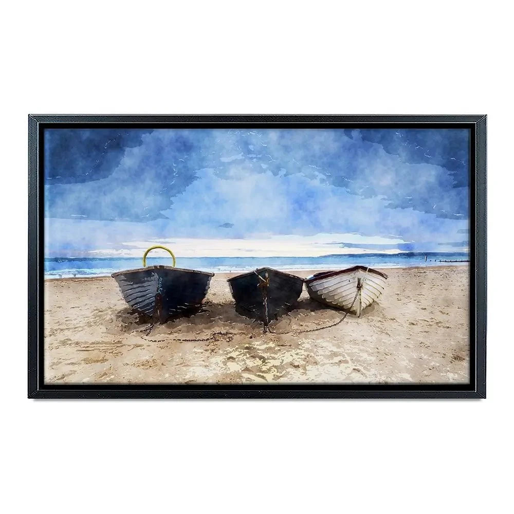 Fishing Boats Under A Brooding Sky Canvas Print Fishing Boats Under A Brooding Sky Canvas Print wall art product Helen Hotson / Shutterstock