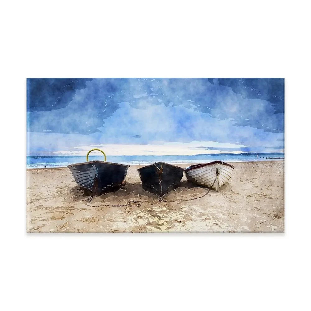 Fishing Boats Under A Brooding Sky Canvas Print Fishing Boats Under A Brooding Sky Canvas Print wall art product Helen Hotson / Shutterstock