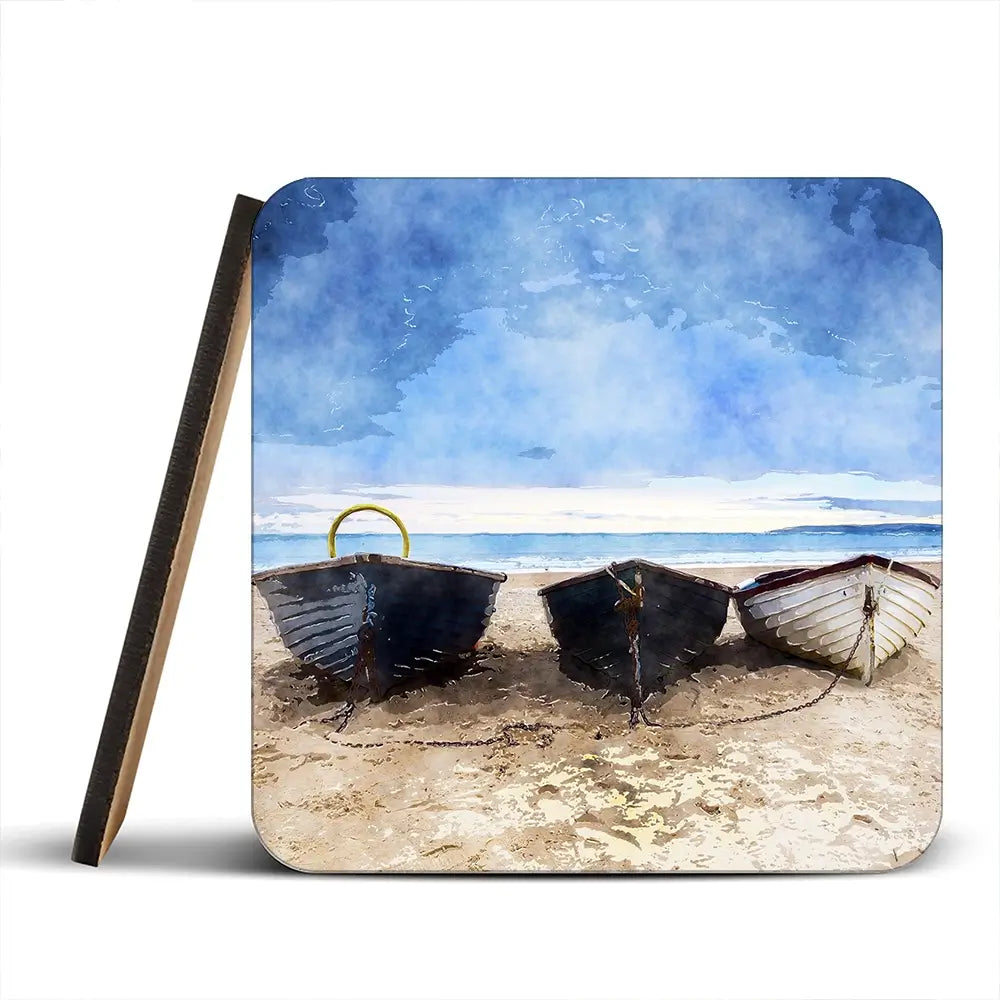 Fishing Boats Under A Brooding Sky Coaster Set Fishing Boats Under A Brooding Sky Coaster Set wall art product Helen Hotson / Shutterstock