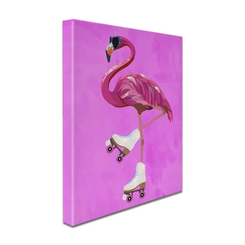 Flamingo Roller Skating Canvas Print Flamingo Roller Skating Canvas Print wall art product Sarah Manovski