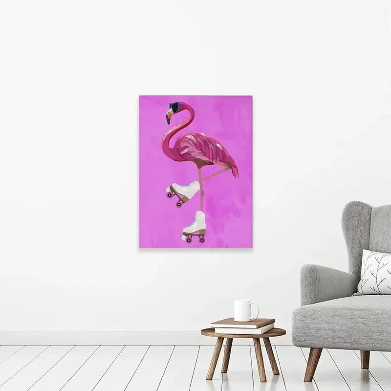 Flamingo Roller Skating Canvas Print Flamingo Roller Skating Canvas Print wall art product Sarah Manovski