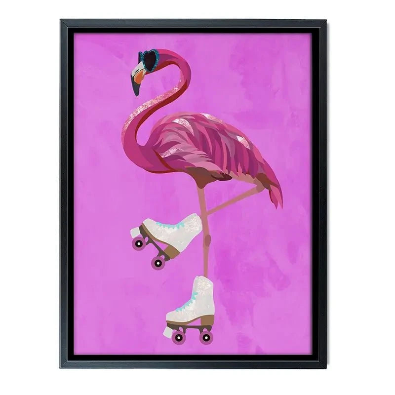 Flamingo Roller Skating Canvas Print Flamingo Roller Skating Canvas Print wall art product Sarah Manovski