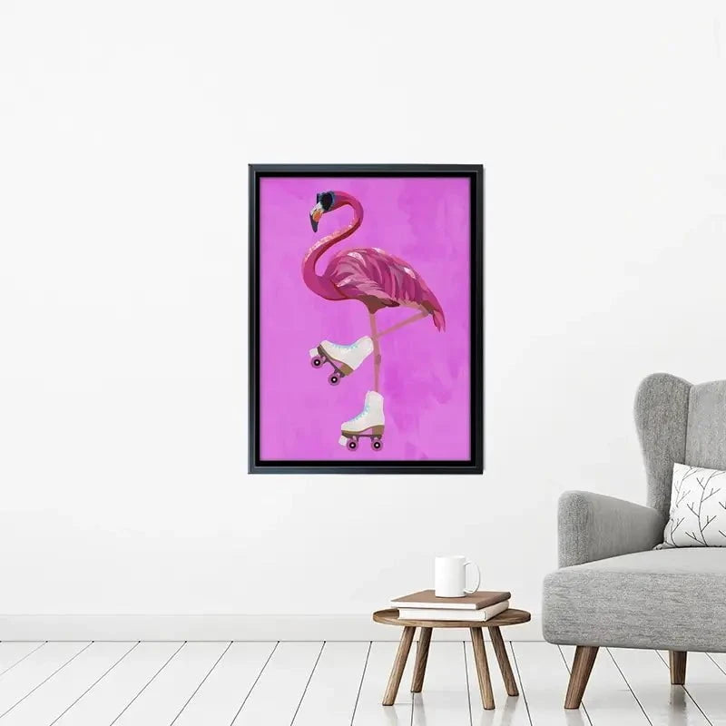 Flamingo Roller Skating Canvas Print Flamingo Roller Skating Canvas Print wall art product Sarah Manovski