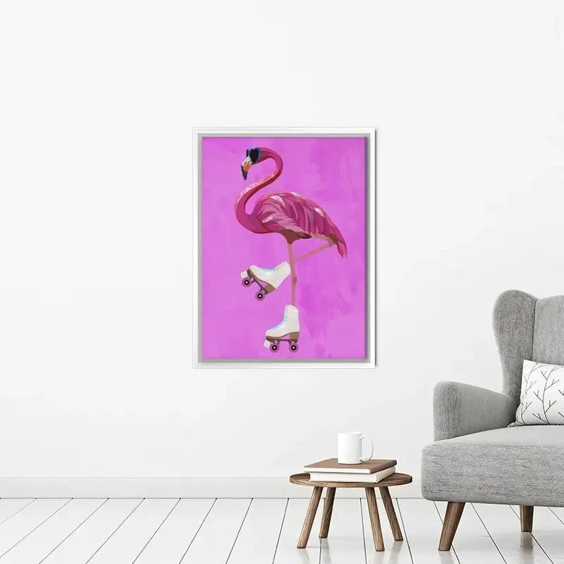 Flamingo Roller Skating Canvas Print Flamingo Roller Skating Canvas Print wall art product Sarah Manovski