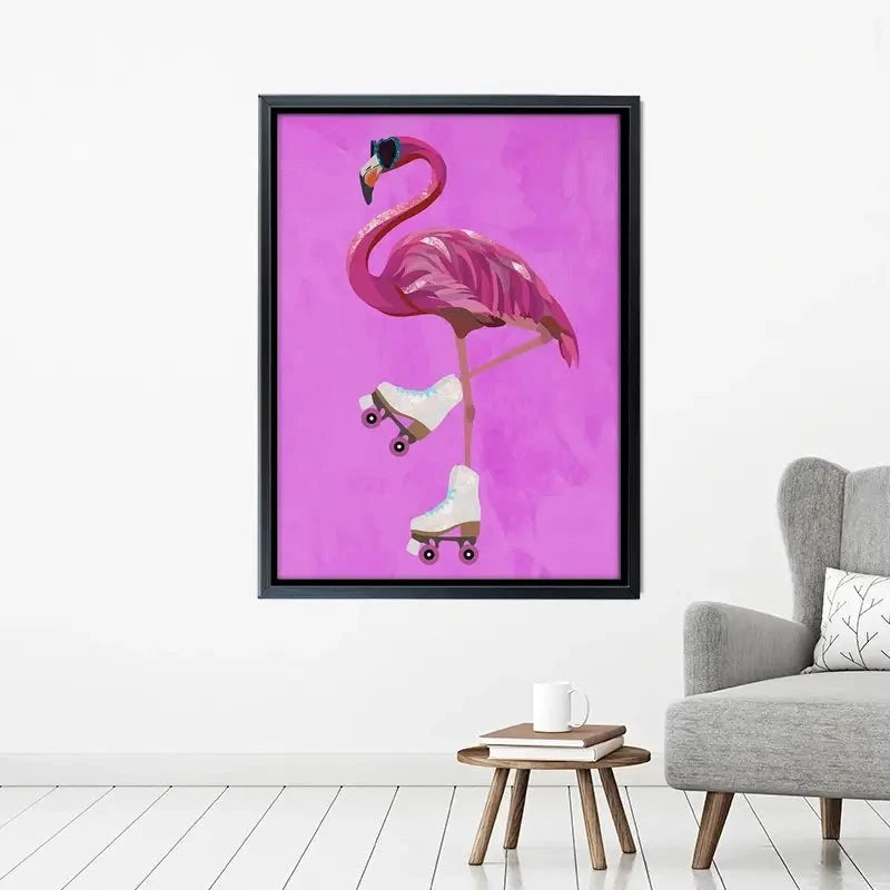 Flamingo Roller Skating Canvas Print Flamingo Roller Skating Canvas Print wall art product Sarah Manovski
