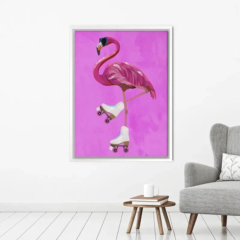 Flamingo Roller Skating Canvas Print Flamingo Roller Skating Canvas Print wall art product Sarah Manovski
