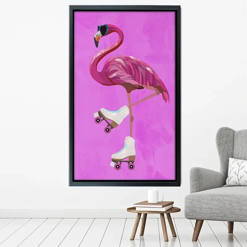 Flamingo Roller Skating Canvas Print Flamingo Roller Skating Canvas Print wall art product Sarah Manovski