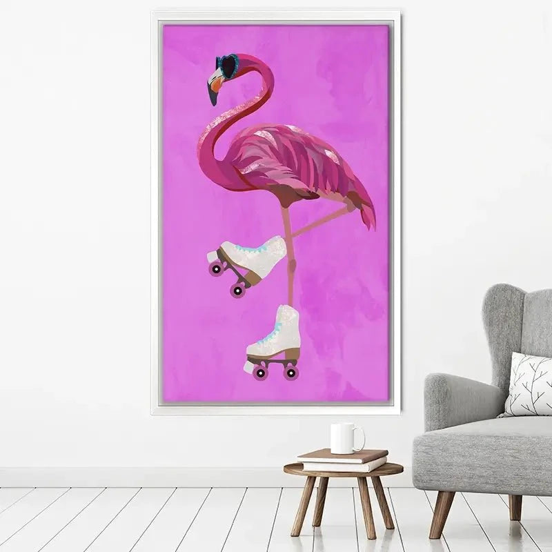 Flamingo Roller Skating Canvas Print Flamingo Roller Skating Canvas Print wall art product Sarah Manovski