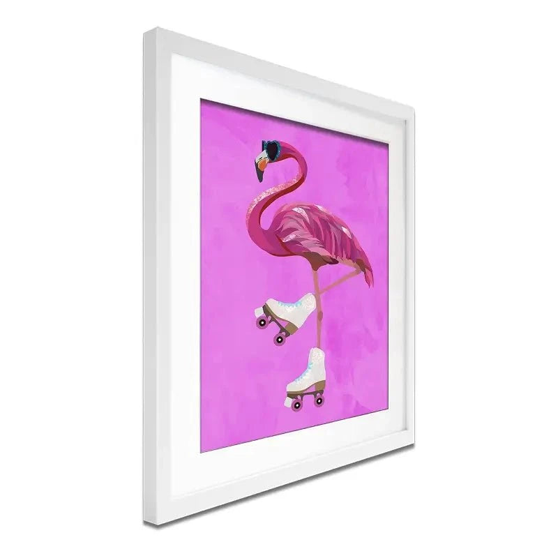 Flamingo Roller Skating Framed Art Print Flamingo Roller Skating Framed Art Print wall art product Sarah Manovski