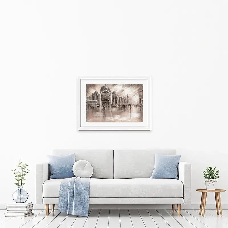 Flinders Street Railway Station Framed Art Print Flinders Street Railway Station Framed Art Print wall art product Isabella Karolewicz