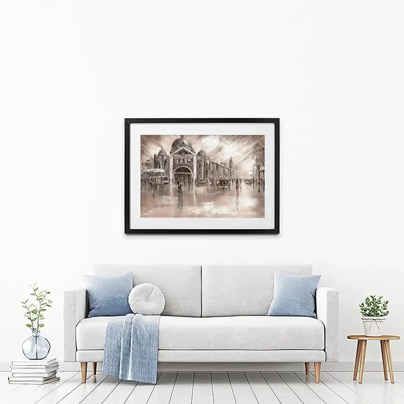 Flinders Street Railway Station Framed Art Print Flinders Street Railway Station Framed Art Print wall art product Isabella Karolewicz