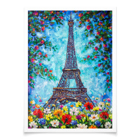 Floral Eiffel Tower Art Print wall art product / Shutterstock