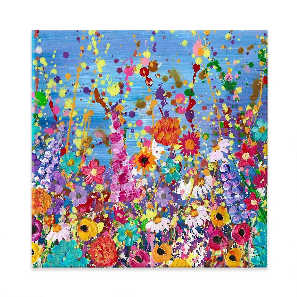 Floral Eruption Square Canvas Print Floral Eruption Square Canvas Print wall art product Emma LC Art